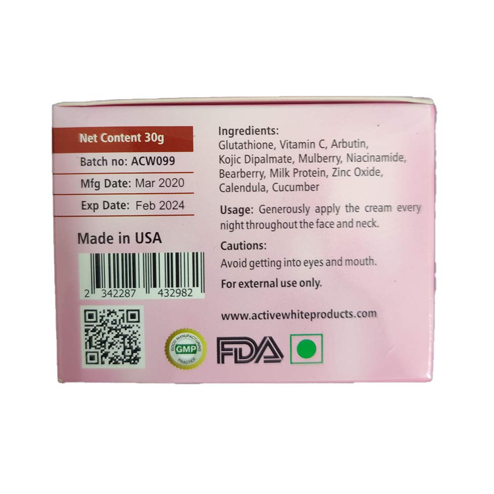 Active White L Glutathione Skin Whitener Cream - 30gm